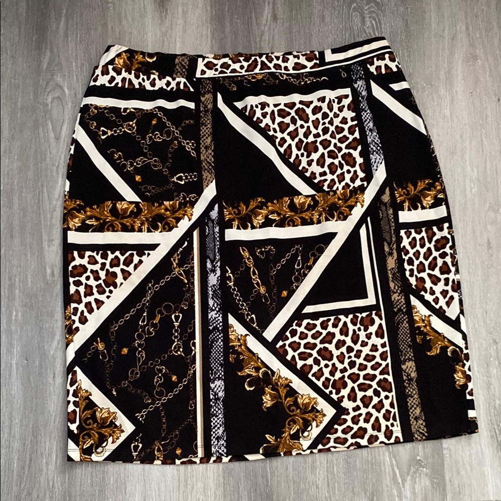 C Est. 1946 Black and White Mixed Print Knee-Length Pencil Skirt